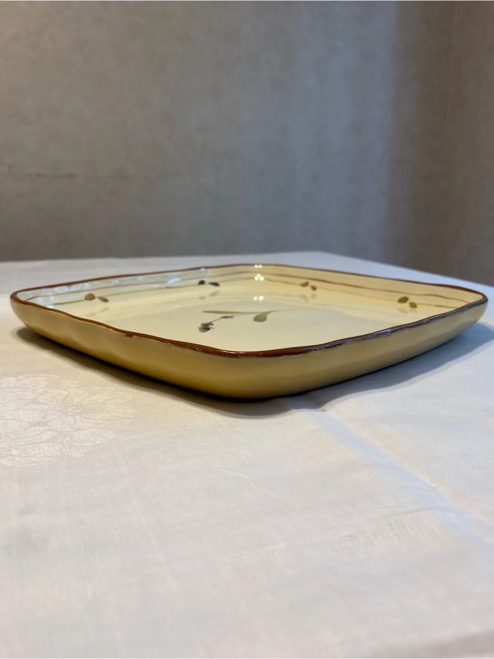 Crate and Barrel Provence Rustic Olive Branch Terracotta serving Platter